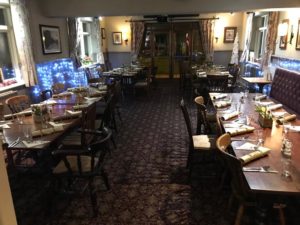 christmas dining area at The White Hart pub Iron Acton